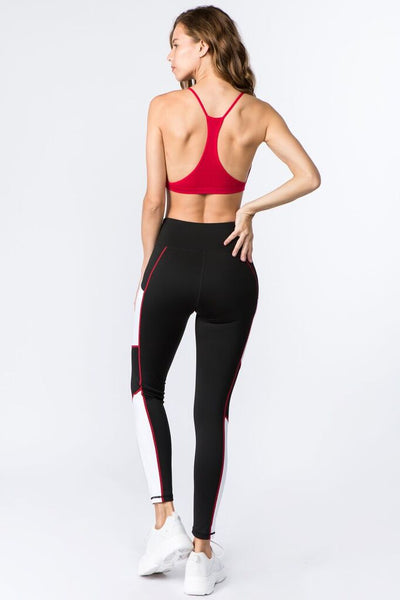 High Rise Colorblock Leggings with Tech Pockets