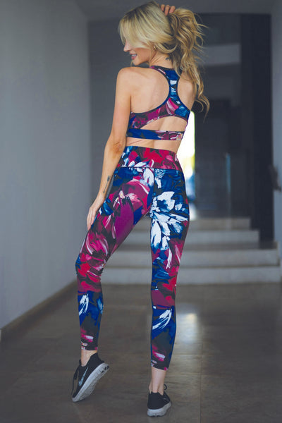 High Rise Floral Watercolor Leggings