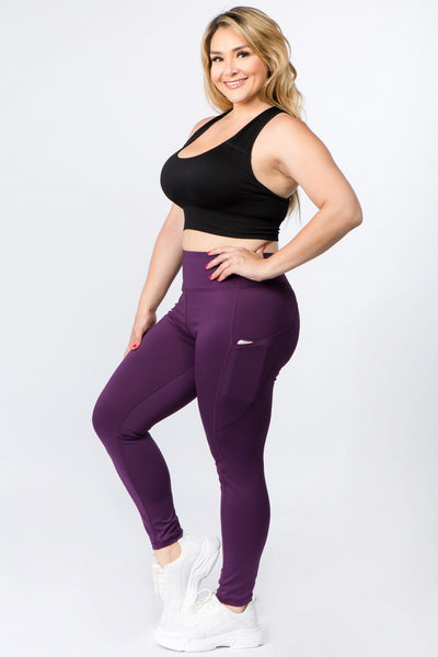 High Waisted Tech Pocket Leggings - Purple