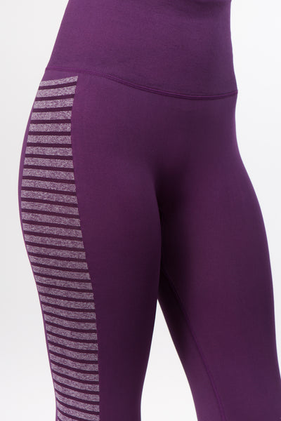 Plum Striped High Waisted Leggings