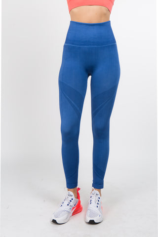 Blue Shadow Stripe High Waisted Leggings