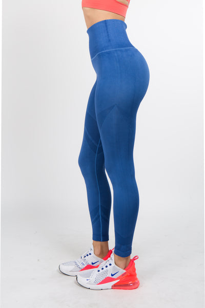 Blue Shadow Stripe High Waisted Leggings