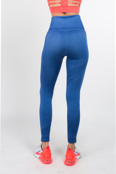 Blue Shadow Stripe High Waisted Leggings