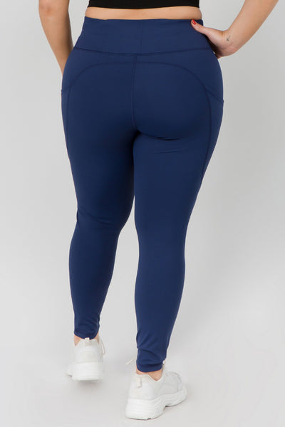 High Waisted Tech Pocket Leggings - Deep Blue