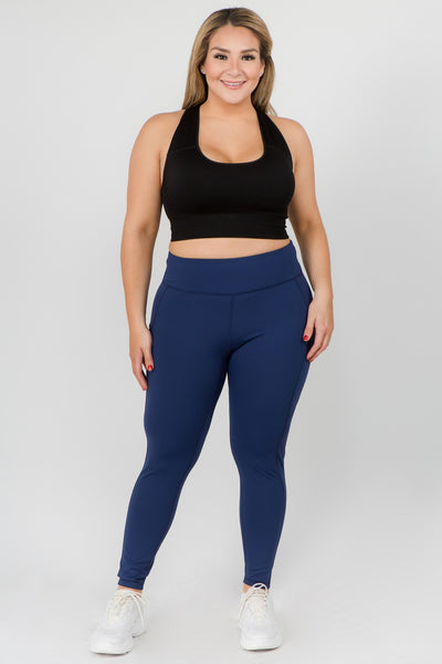 High Waisted Tech Pocket Leggings - Deep Blue