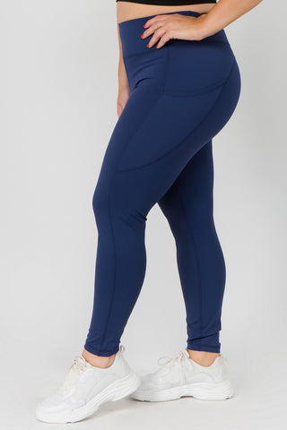 High Waisted Tech Pocket Leggings - Deep Blue