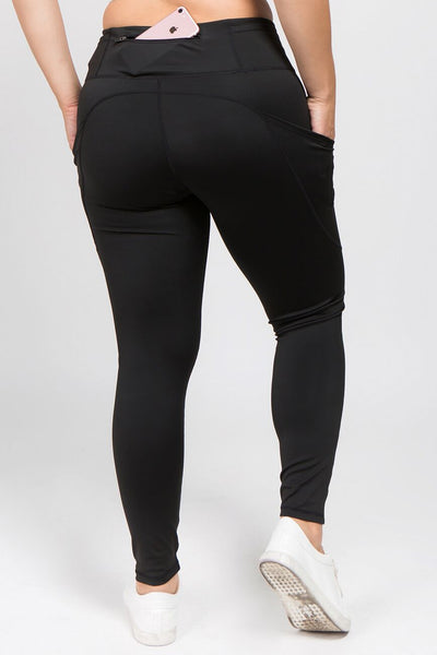 High Waisted Tech Pocket Leggings - Black